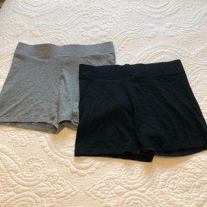 grey + black shorts